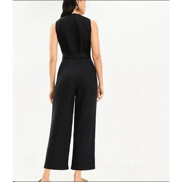 #2383 LOFT NWT Plus Black Linen Blend Sleeveless Jumpsuit Size 16 - Picture 3 of 4